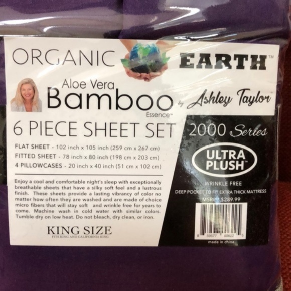 Bamboo Sheets 6 piece set King/Cal Purple - Picture 3 of 5
